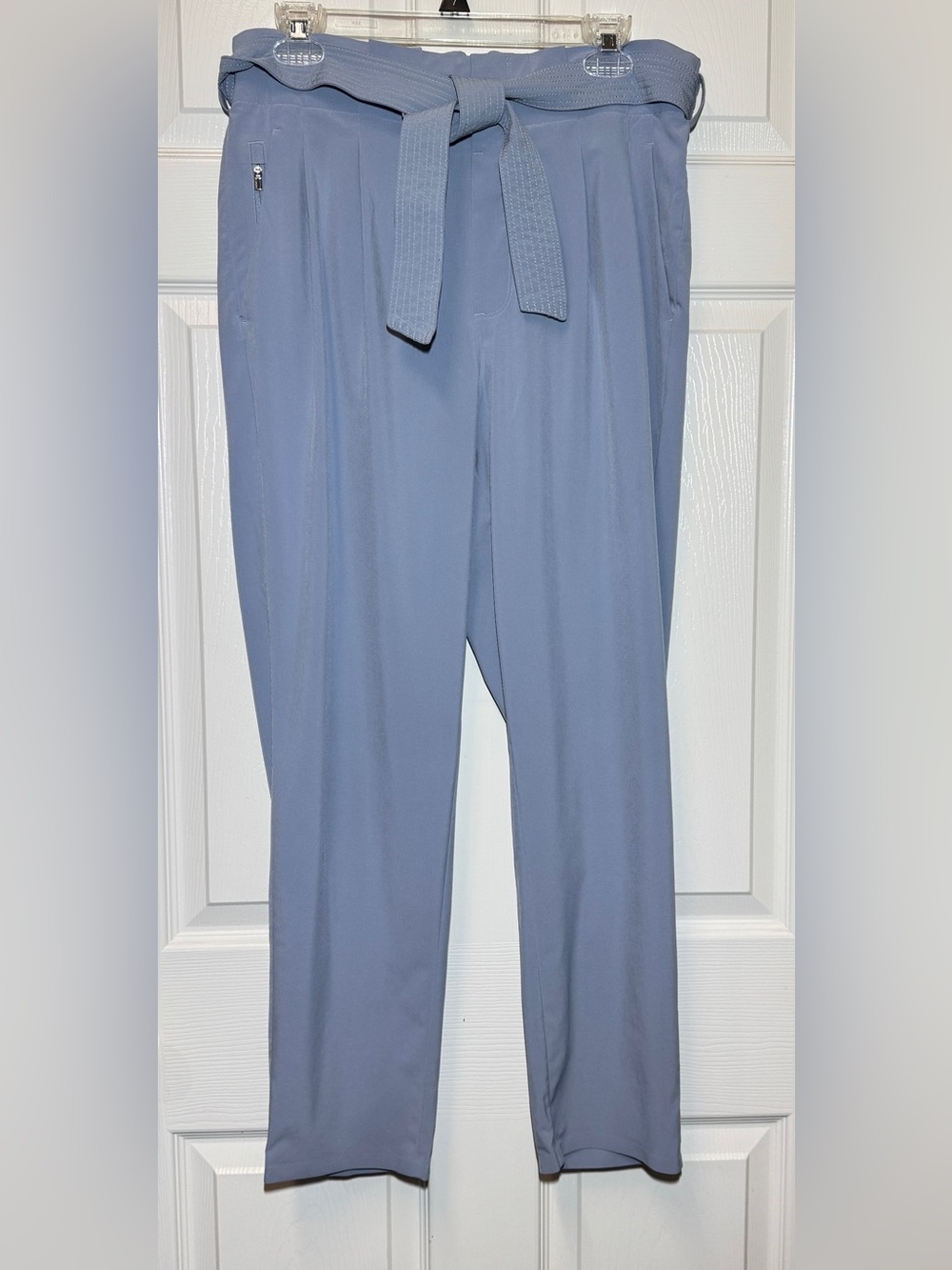 Athleta Women’s Slate Blue Paperbag Waist Trousers with Tie Belt 10
